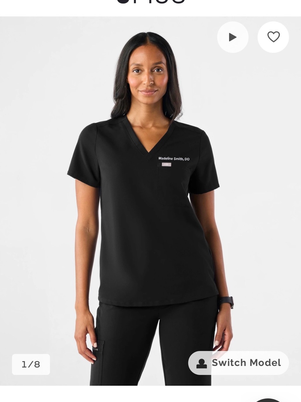 Figs Catarina Slim Women’s V-Neck Scrub Top-Black